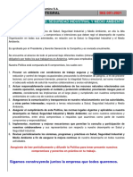 Charla Integral Politica de Salud Seguridad Industrial y Medio Ambiente