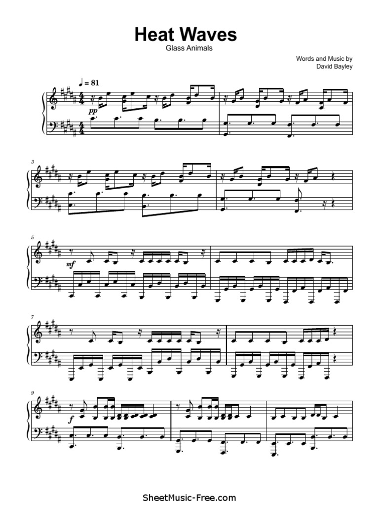 Heat Waves Sheet Music Glass Animals | PDF