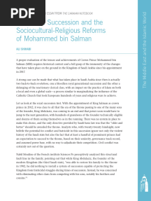 The Saudi Succession and The Sociocultural-Religious Reforms of MBS
