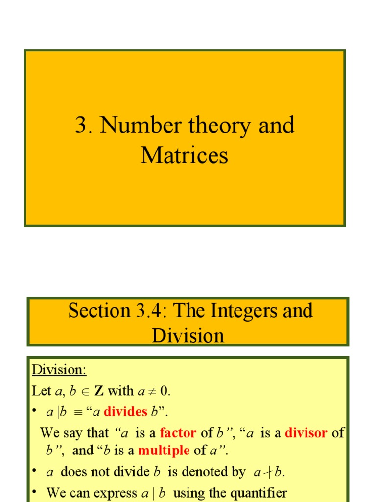 CH 3-Number Theory and Matrices | PDF | Matrix (Mathematics ...