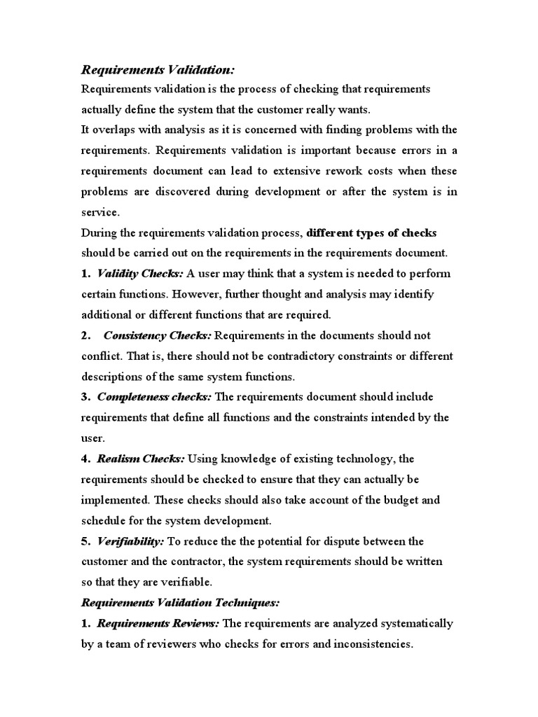 Requirements Validation Process Overview | PDF | System | Business