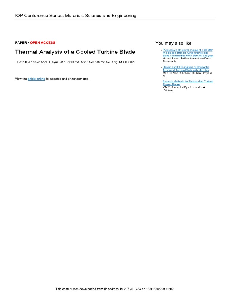 Thermal Analysis of Turbine Blade Cooling | PDF | Gas Turbine | Fluid ...