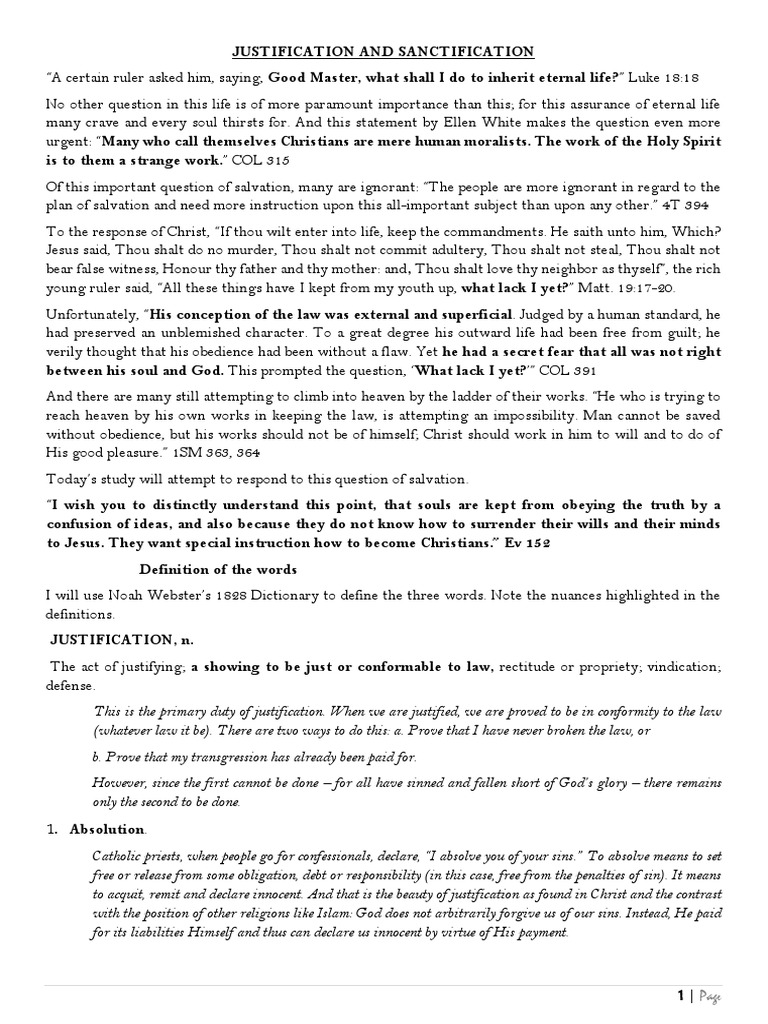 Justification and Sanctification Explained | PDF | Justification ...