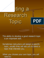 Selecting A Research Topic