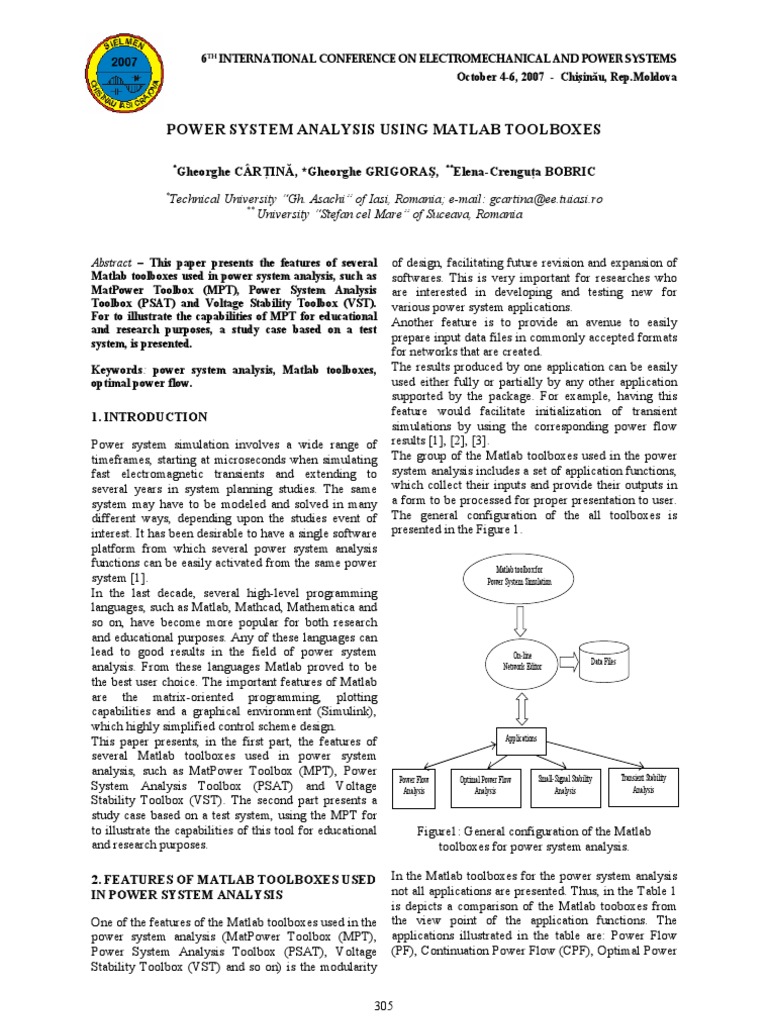 POWER SYSTEM ANALYSIS USING MATLAB TOOLBOXES Mathematical