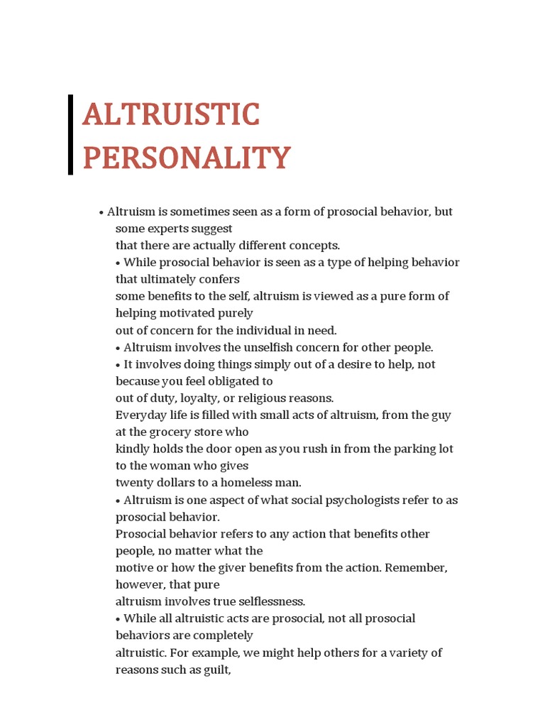 Understanding Altruistic Personality | PDF | Altruism | Empathy