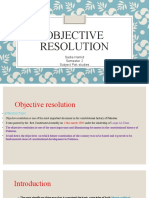 Objective Resolution: Sadia Hamid Semester 2 Subject Pak Studies