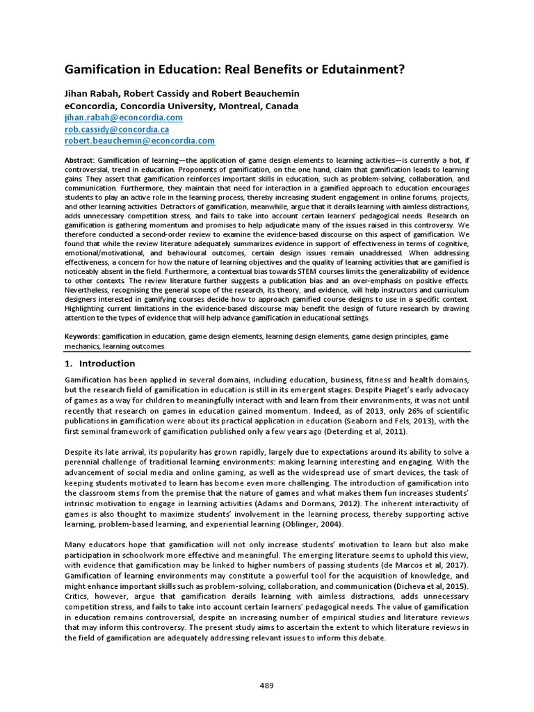 Gamification in Education | PDF | Educational Technology | Motivation