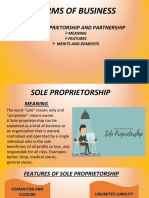 Forms of Business: Sole Proprietorship and Partnership