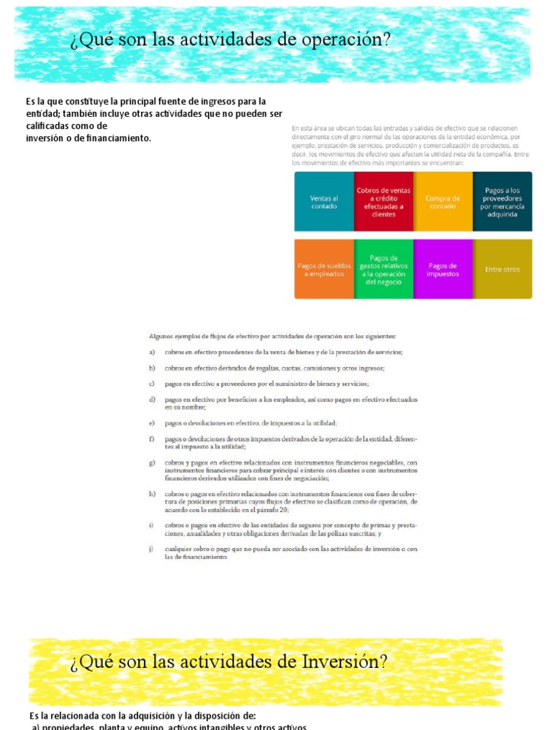 Actividades de operación, inversión y financiamiento | PDF | Negocios ...