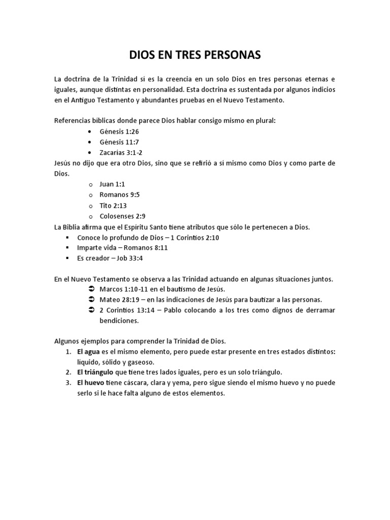 Doctrina de la Trinidad en la Biblia | PDF | Trinidad | Dios