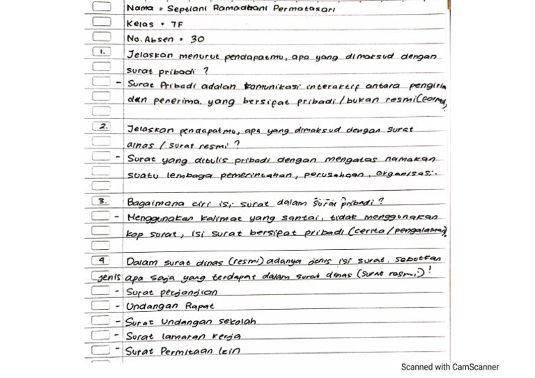 Tugas Surat Pribadi & Surat Resmi | PDF