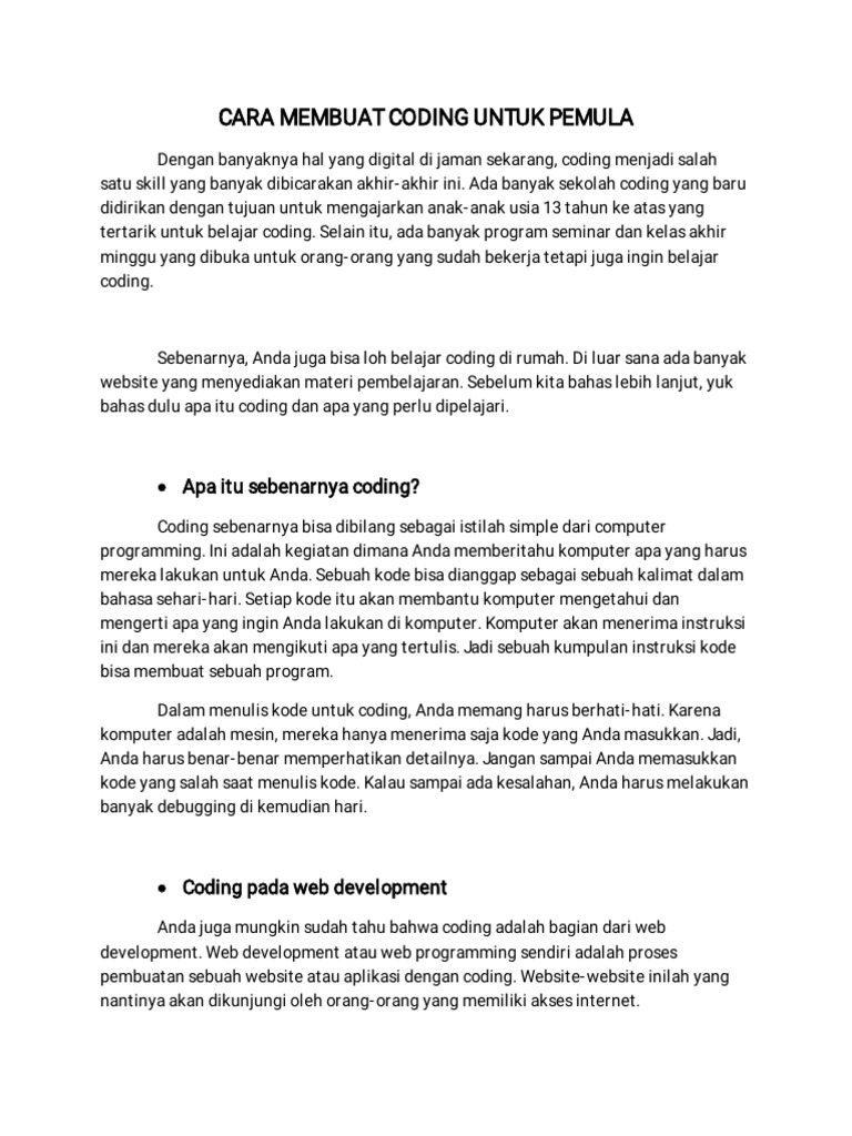 Panduan Coding untuk Pemula | PDF | Komputer