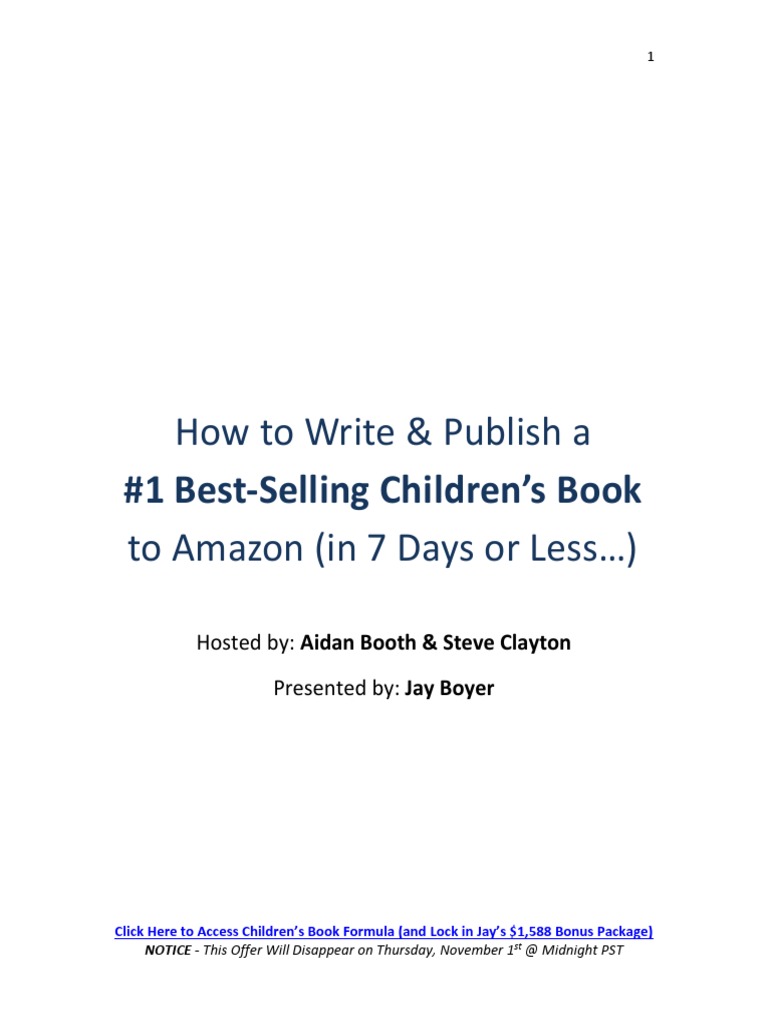 How To Write & Publish A To Amazon (In 7 Days or Less ) : #1 Best ...