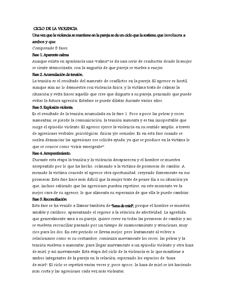 Ciclo de la Violencia de Género | PDF | Violencia | Agresión