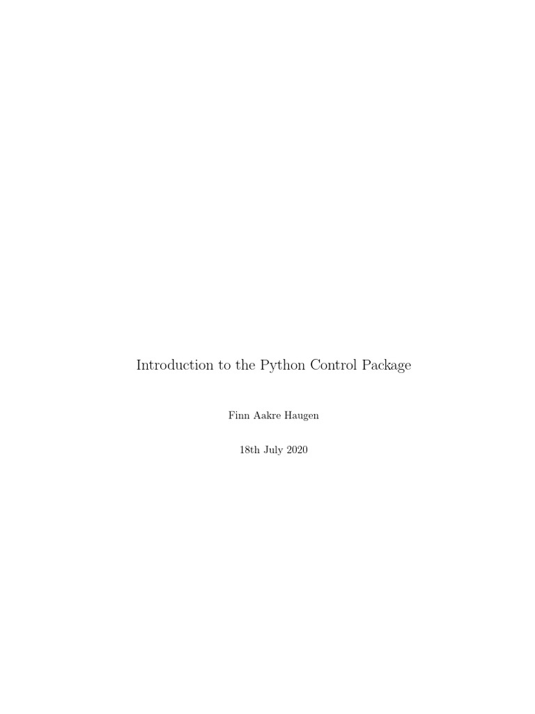Introduction To The Python Control Package: Finn Aakre Haugen | PDF ...