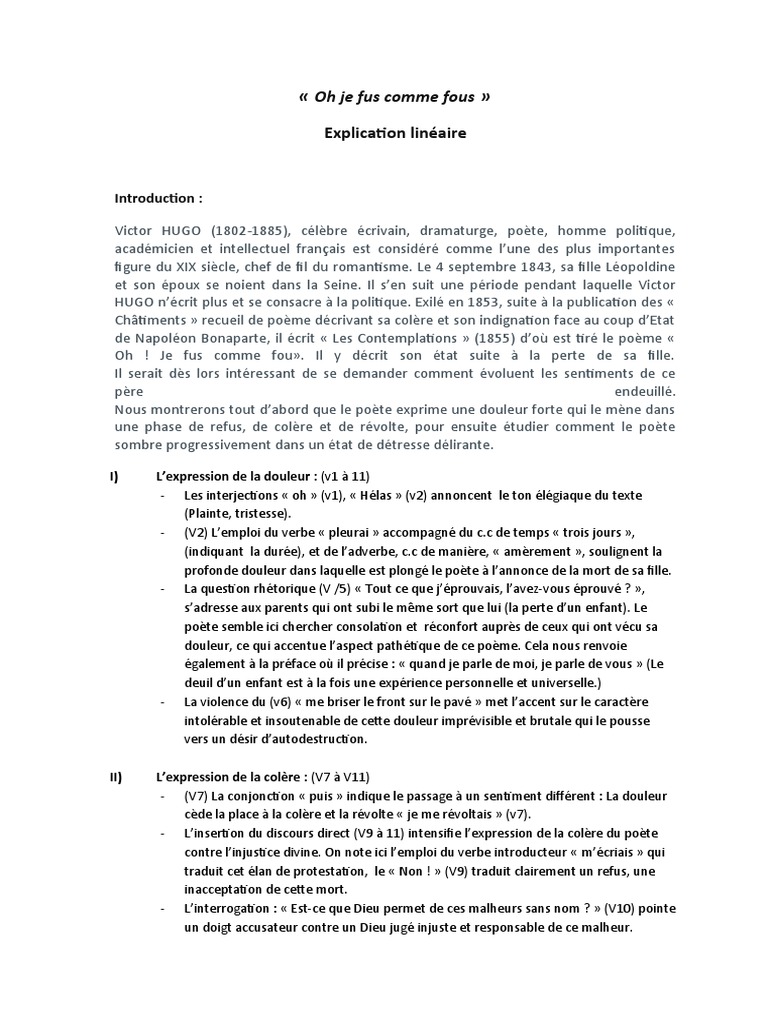 Oh Je Fus Comme Fou Analyse