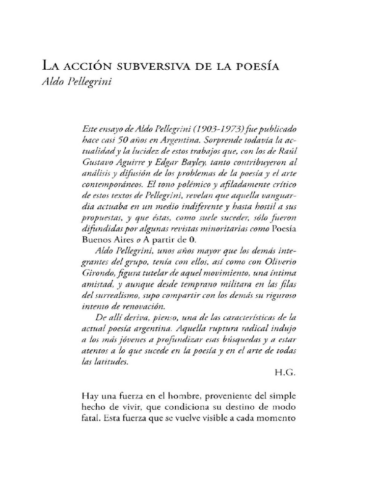 La Acción Subversiva de La Poesía | PDF