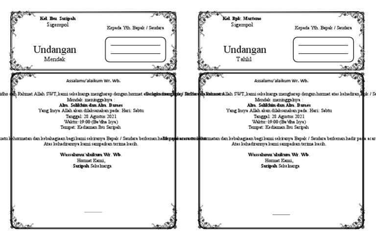 Undangan Mendak | PDF