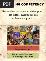 Learning Competency Researches On Various Contemporary Art Forms, Techniques and Performance Practices