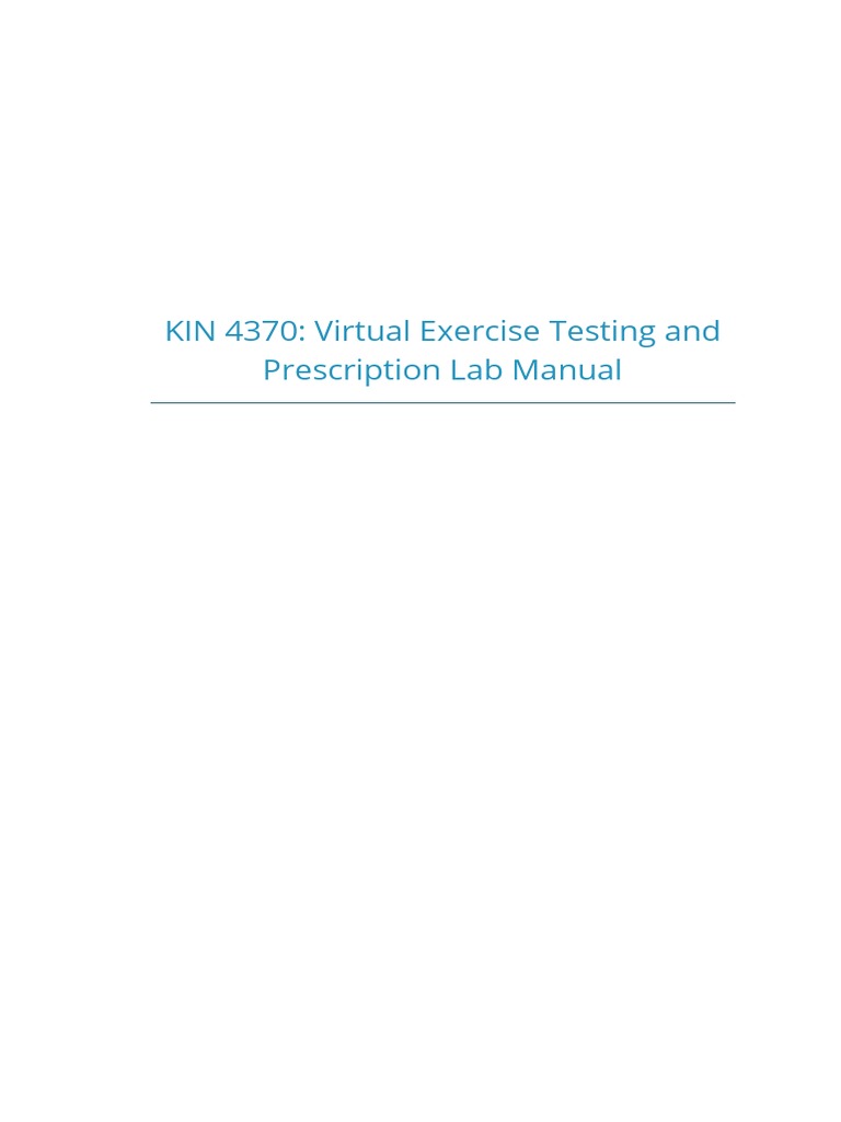 KIN 4370 Virtual Exercise Testing and Prescription Lab Manual | PDF ...