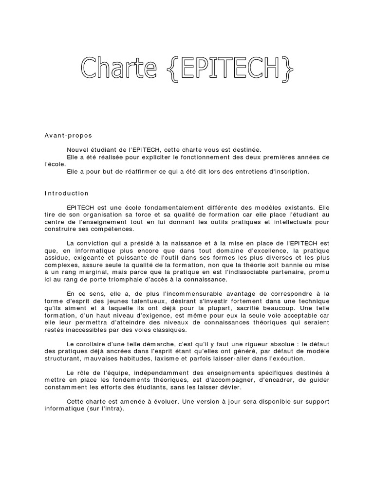 Charte de l'étudiant à EPITECH | PDF | Informatique