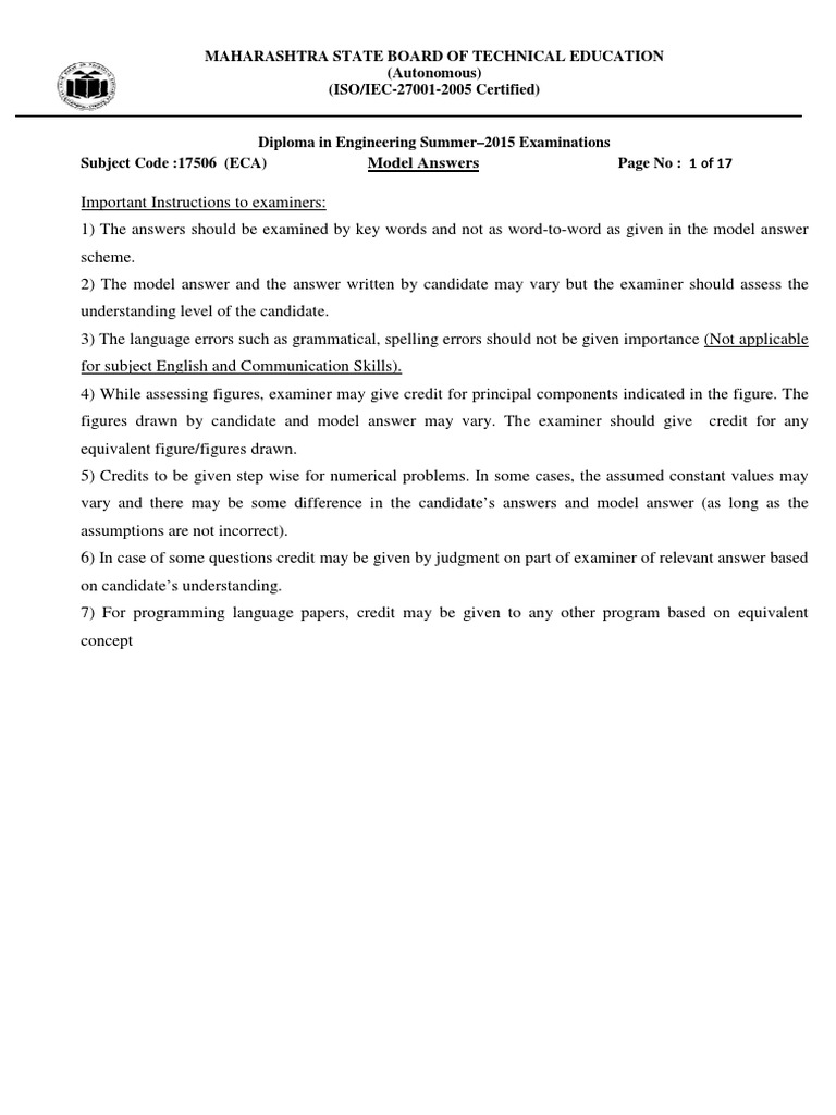 2015 Summer Model Answer Paper PDF Electric Motor Transformer
