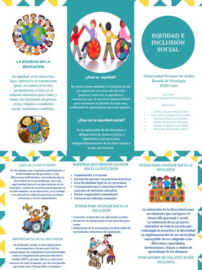 TripticoEquidad e Inclusion Social PDF Inclusión (Educación) Igualdad social