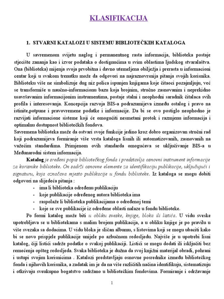 KLASIFIKACIJA | PDF