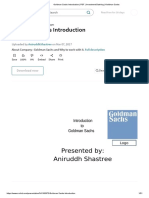 Goldman Sachs Introduction - PDF - Investment Banking - Goldman Sachs