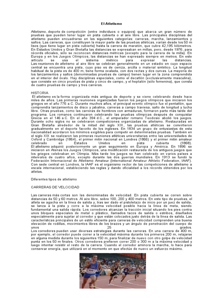 Todo sobre el Atletismo: Guía Completa | PDF | Deporte del atletismo ...