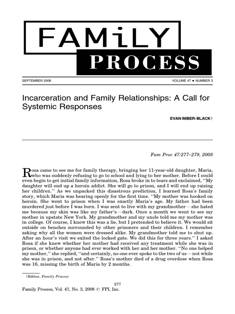 Incarceration and Family Relationships: A Call For Systemic Responses ...