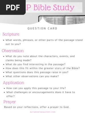 SOAP Bible Study Method Questions Printable