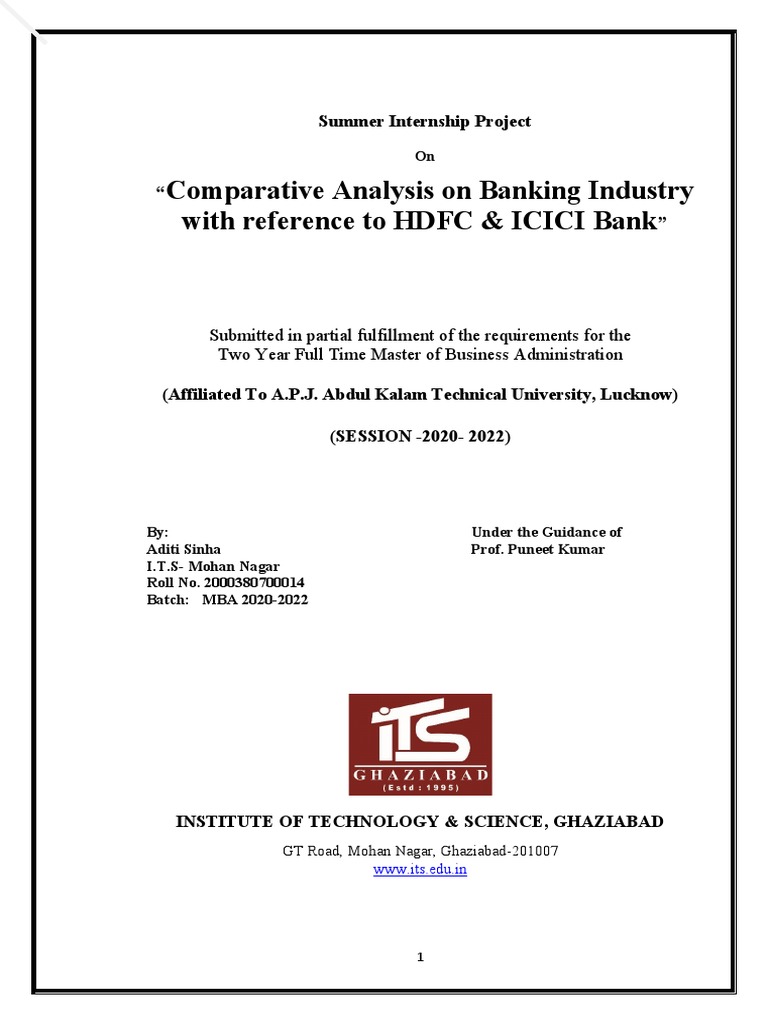 Comparative Analysis On Banking Industry With Reference To HDFC & ICICI ...
