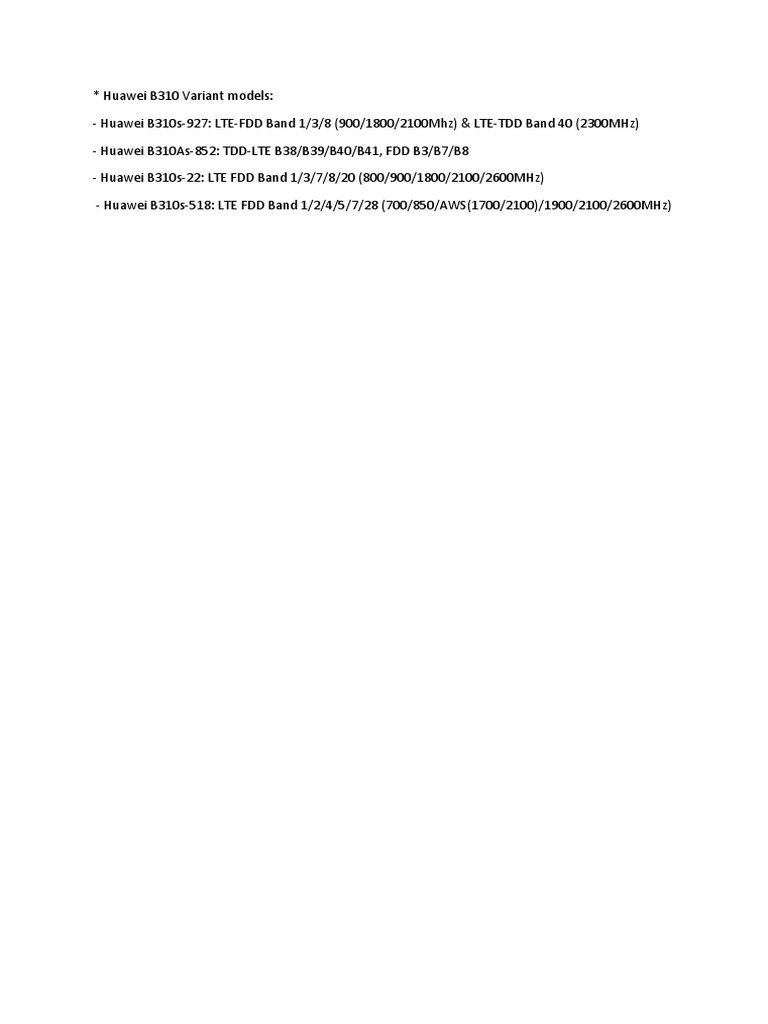 Huawei B310 Model Specifications | PDF | Computers