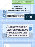 In Partial Fulfillment of Requirements in Rizal