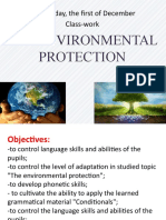 The Environmental Protection: Wednesday, The First of December Class-Work