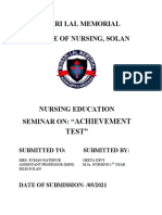 Murari Lal Memorial College of Nursing, Solan: Achievement Test"