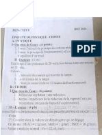 Sujet Def 2021 Épreuve de Physique Chimie, Mali