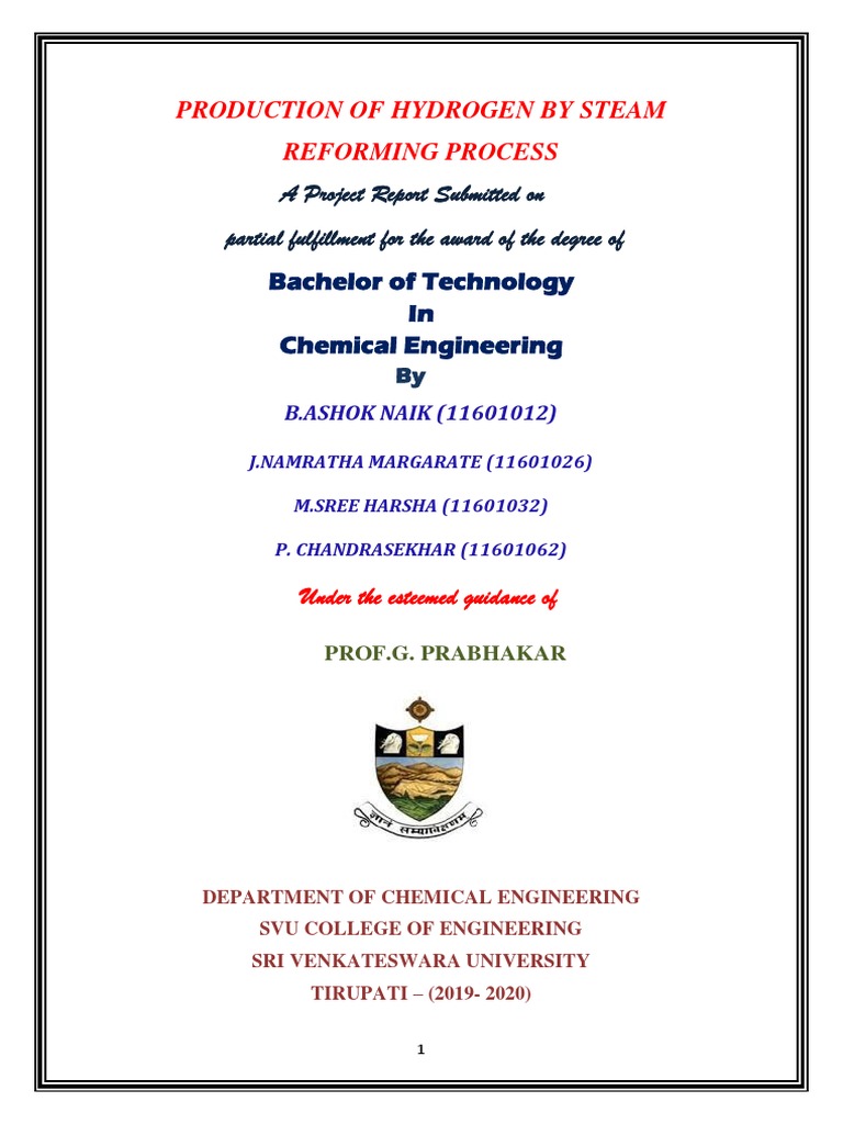 Production of Hydrogen by Steam Reforming Process | PDF | Hydrogen ...