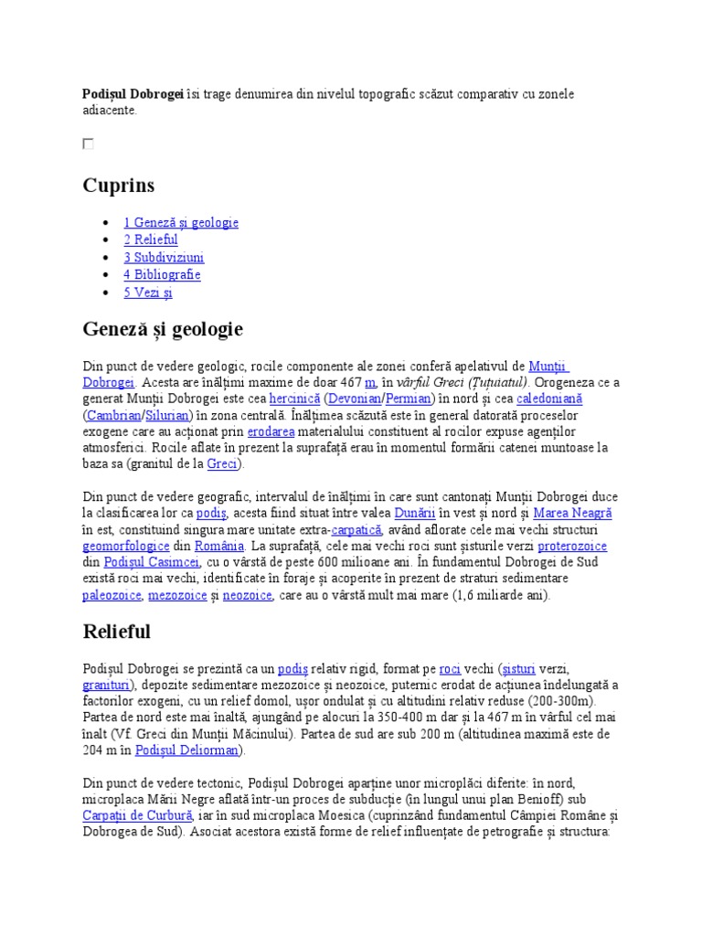 Podisul Dobrogei | PDF
