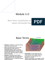 Module 1+2: Basic Terms, Classification of Seismic Waves, Earthquake Hazard