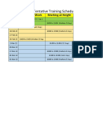 Tentative Training Schedule Format