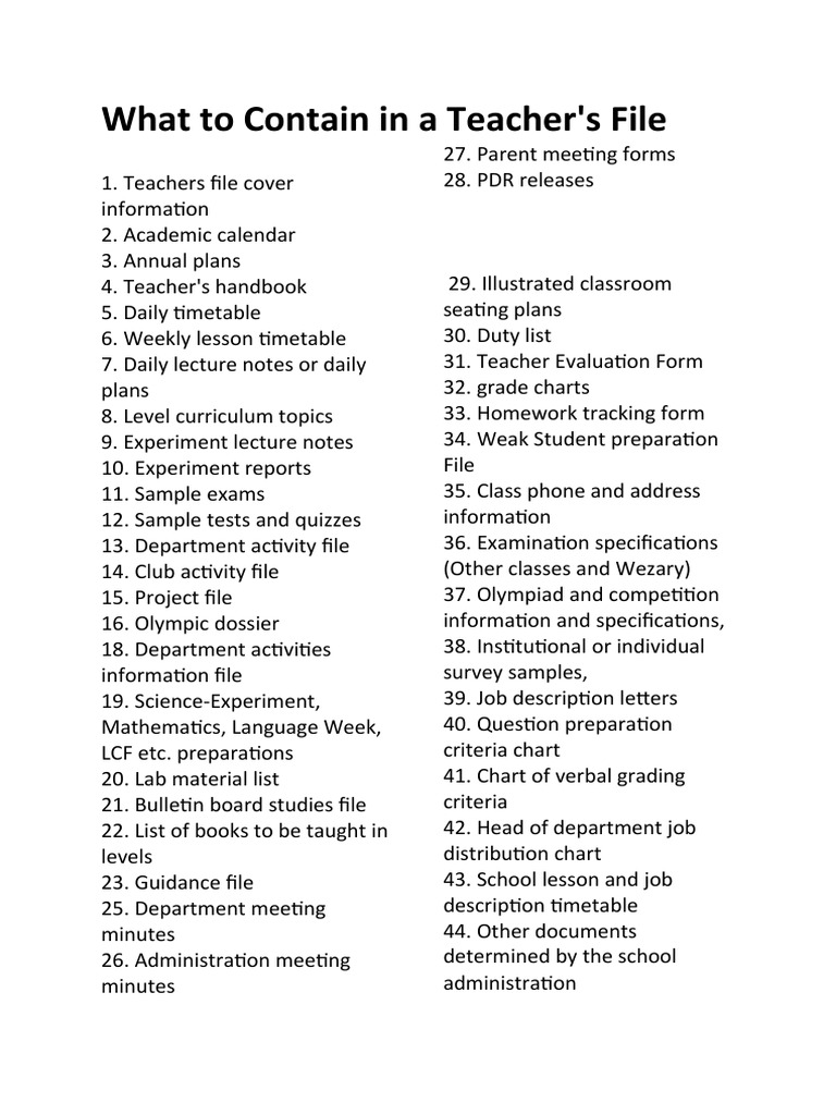 What To Contain in A Teacher | PDF