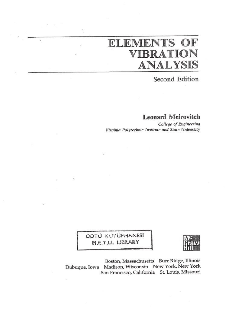 Elements of Vibration Analysis - 2nd Ed. by Leonard Meirovitch | PDF