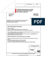 Secondary 3 Chemistry Exam Multiple Choice Questions