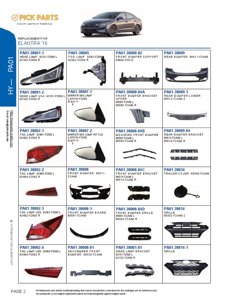 Hyundai elantra parts price list discount