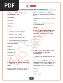 Ancient History Questions For IAS Prelims Exam
