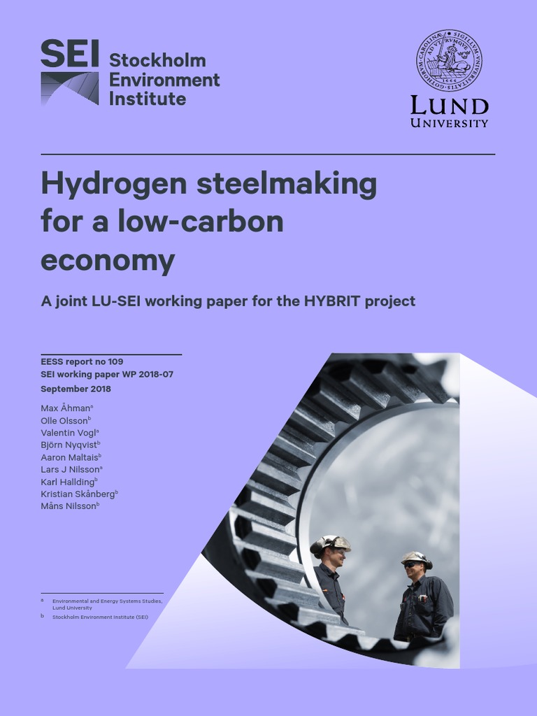 Hydrogen Steelmaking For A Low Carbon Economy Pdf Steelmaking Steel