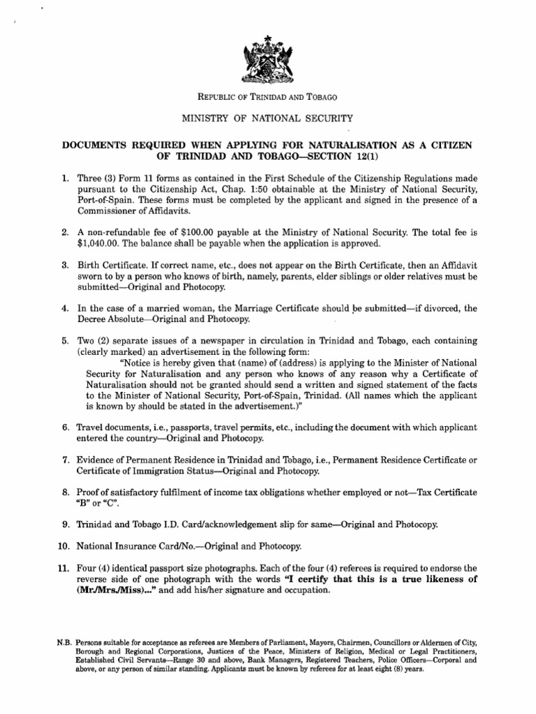 Documents Required-Naturalisation Citizen | PDF | Naturalization ...